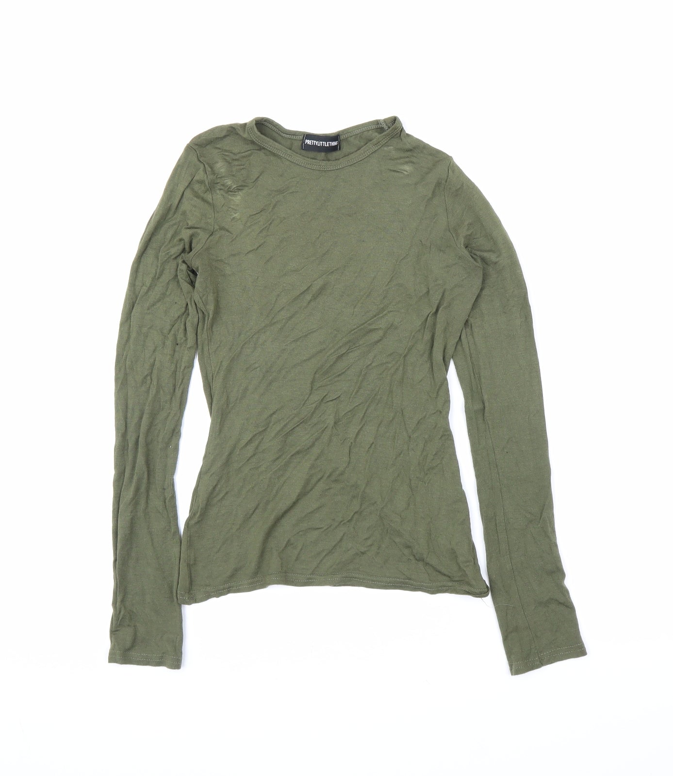 Womens UK Size 8 PRETTYLITTLETHING Green Basic T-Shirt