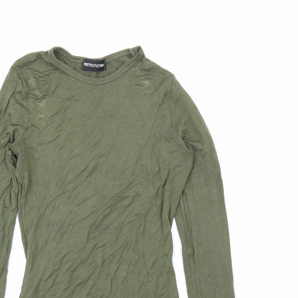 Womens UK Size 8 PRETTYLITTLETHING Green Basic T-Shirt