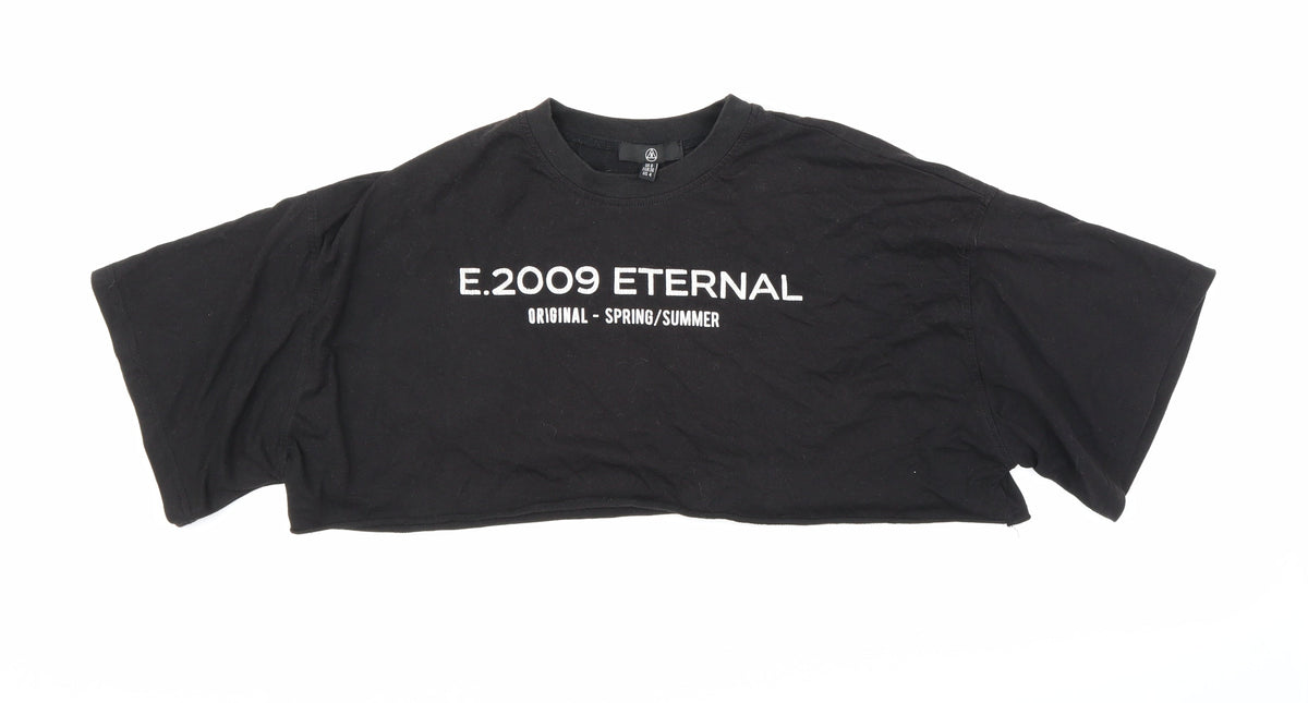 M Womens Black   Cropped T-Shirt Size 8
