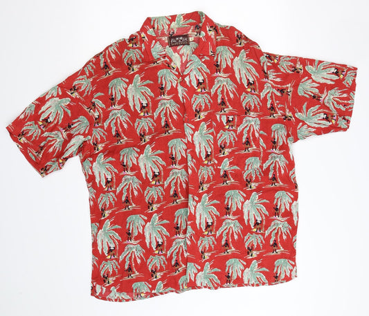 RADIO Mens Red Floral   Button-Up
