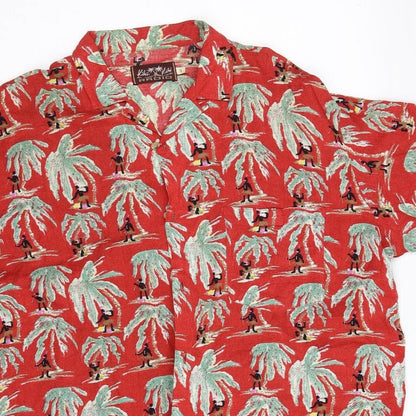 RADIO Mens Red Floral   Button-Up