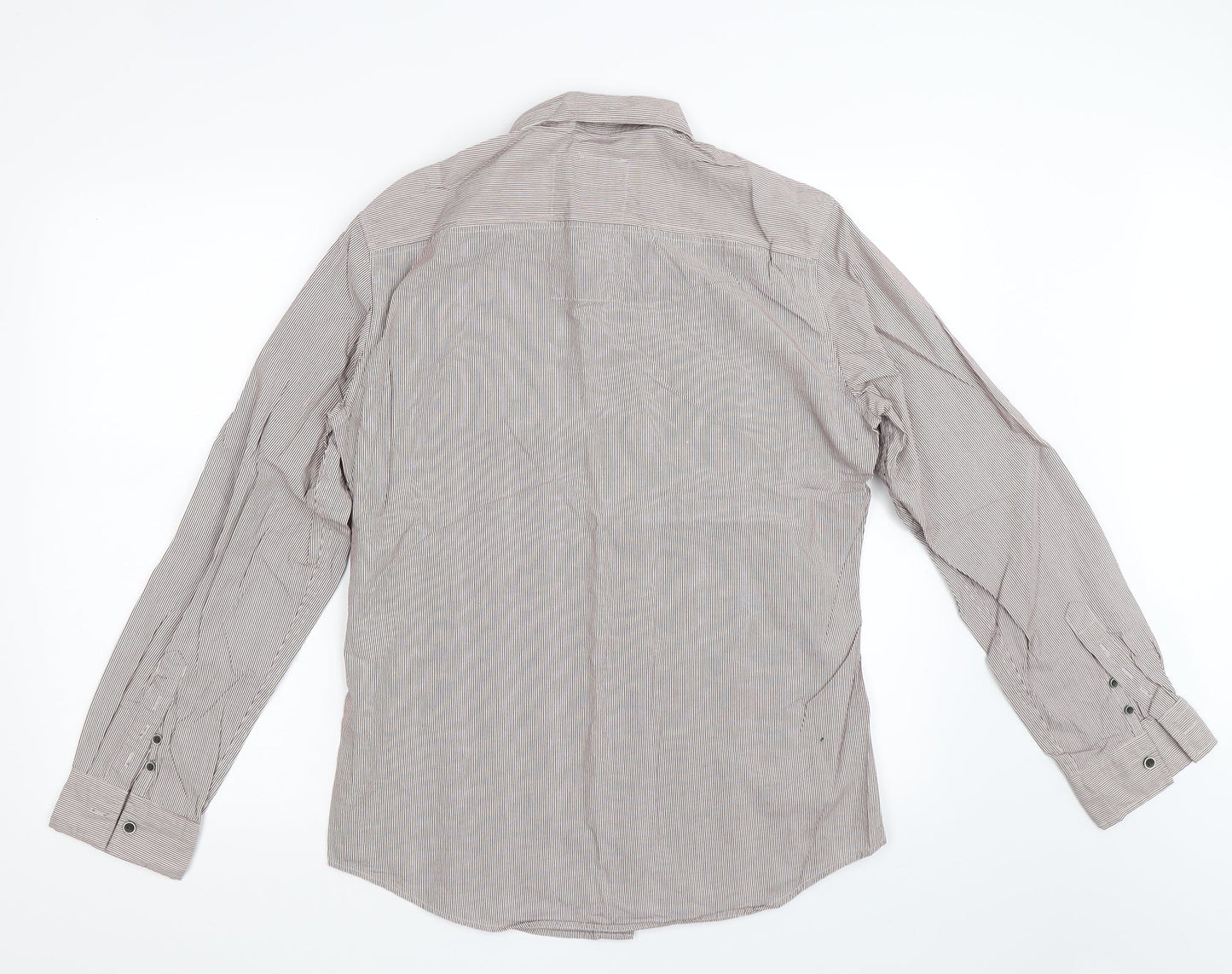 Mens UK Size M NEXT Brown  Button-Up Long Sleeve Casual Shirt