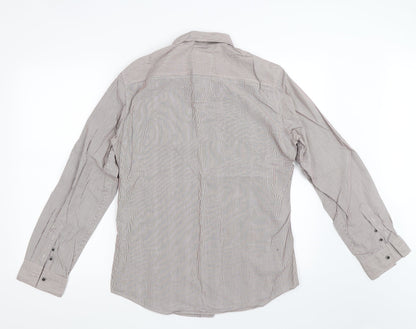 Mens UK Size M NEXT Brown  Button-Up Long Sleeve Casual Shirt