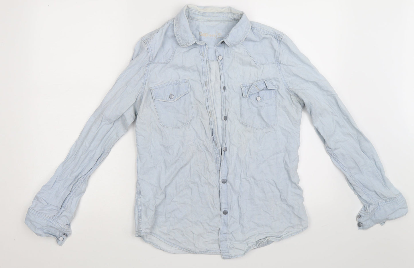 Mens UK Size M Gap Blue  Button-Up Long Sleeve Casual Shirt