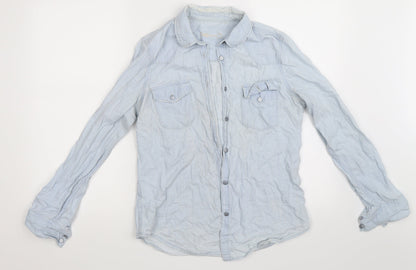 Mens UK Size M Gap Blue  Button-Up Long Sleeve Casual Shirt