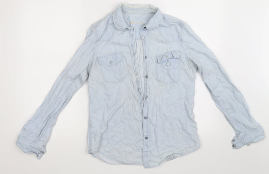 Mens UK Size M Gap Blue  Button-Up Long Sleeve Casual Shirt