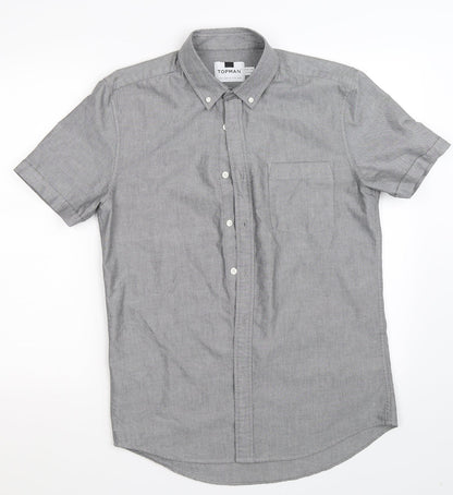 Mens UK Size M Topman Grey  Button-Up Short Sleeve Casual Shirt