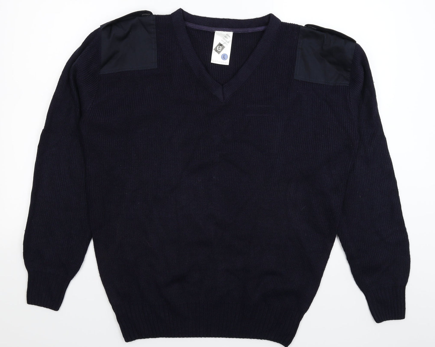 Economy Mens Blue  Knit Pullover Jumper Size L