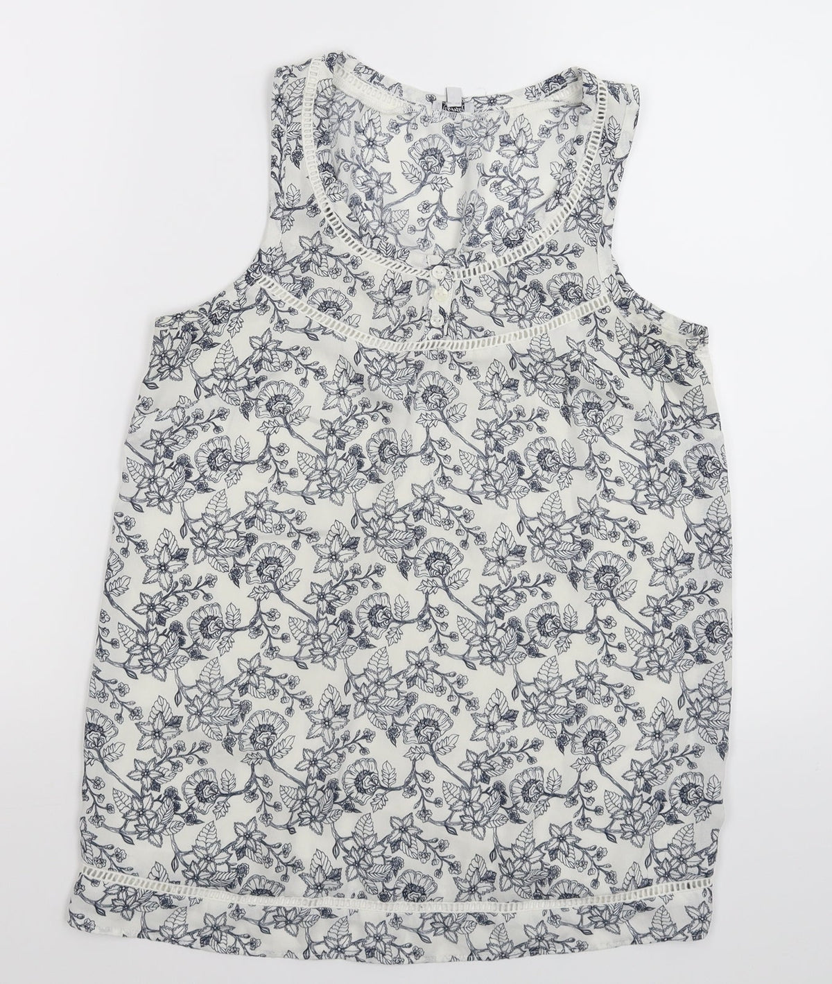 kismel Womens White Floral  Basic Tank Size XS