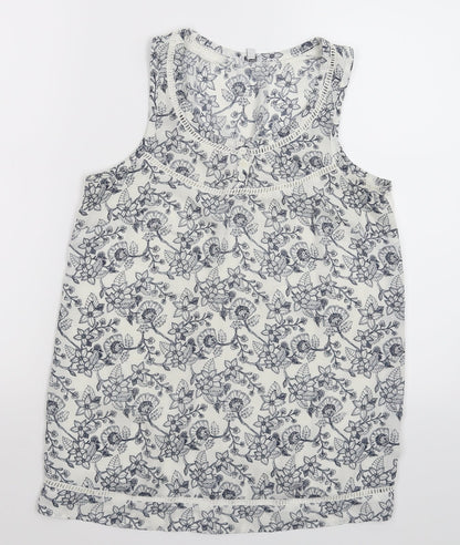 kismel Womens White Floral  Basic Tank Size XS