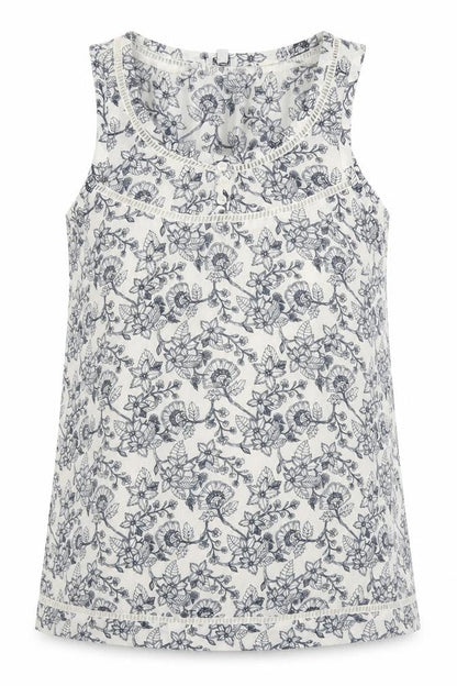 kismel Womens White Floral  Basic Tank Size XS