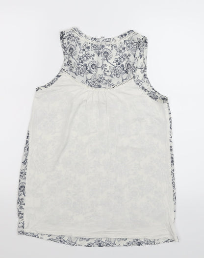 kismel Womens White Floral  Basic Tank Size XS