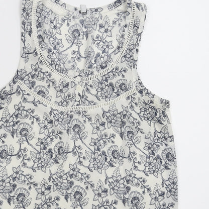 kismel Womens White Floral  Basic Tank Size XS