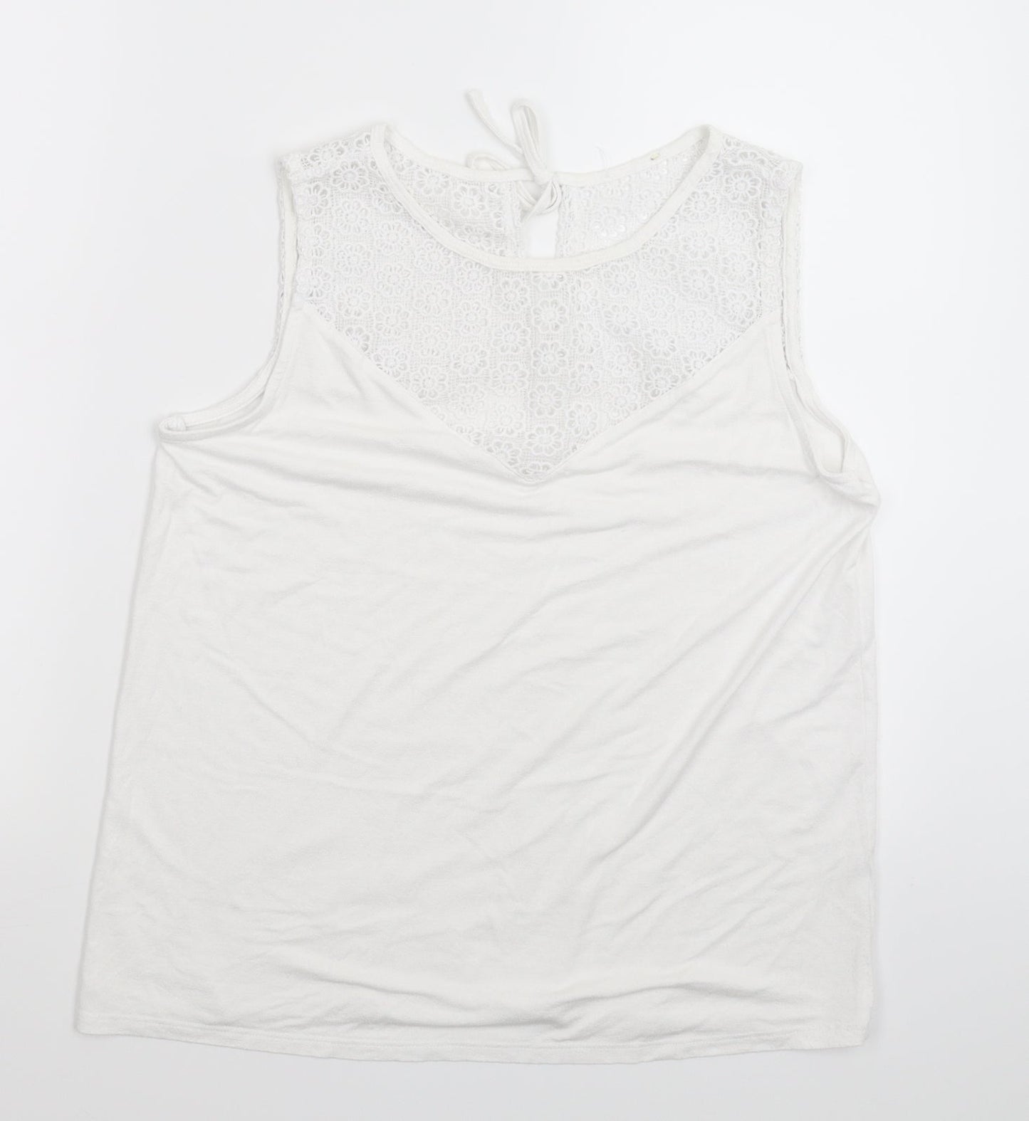 Womens UK Size 12 Preworn White Basic T-Shirt