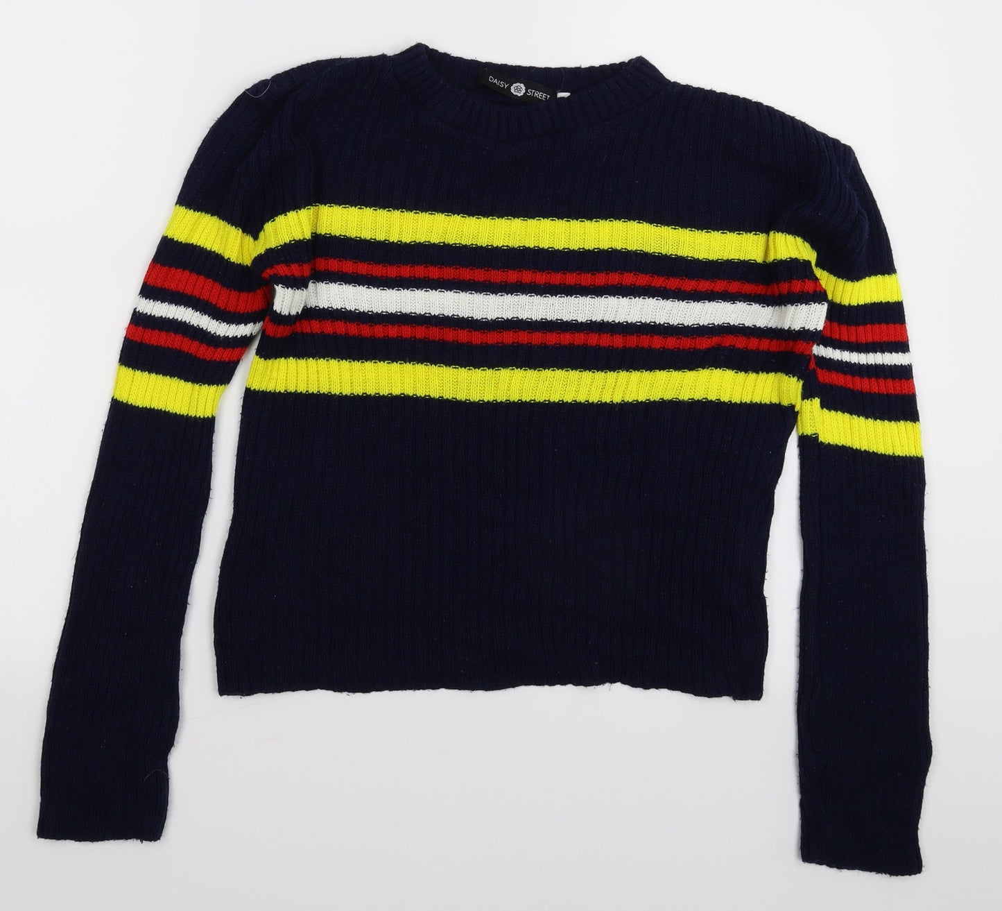 Daisy Street Womens Blue Striped Knit Pullover Jumper Size 12