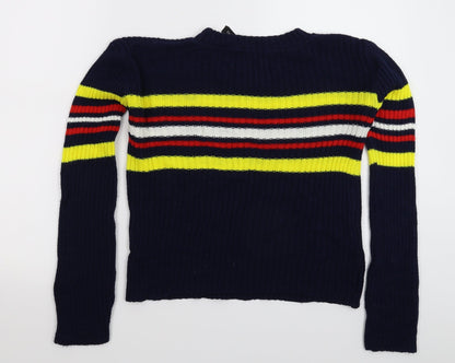 Daisy Street Womens Blue Striped Knit Pullover Jumper Size 12