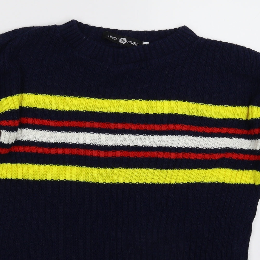 Daisy Street Womens Blue Striped Knit Pullover Jumper Size 12
