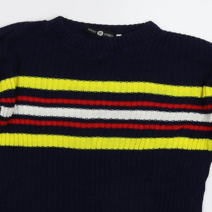 Daisy Street Womens Blue Striped Knit Pullover Jumper Size 12