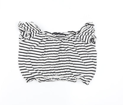 Womens UK Size 10 New Look White Cropped T-Shirt