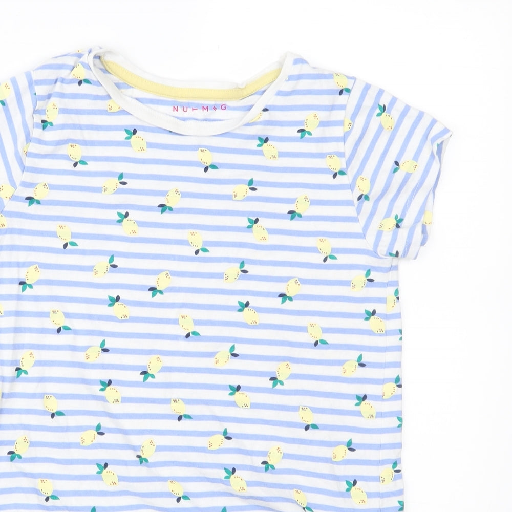 Nutmeg Girls Blue Striped  Pullover T-Shirt Size 6-7 Years