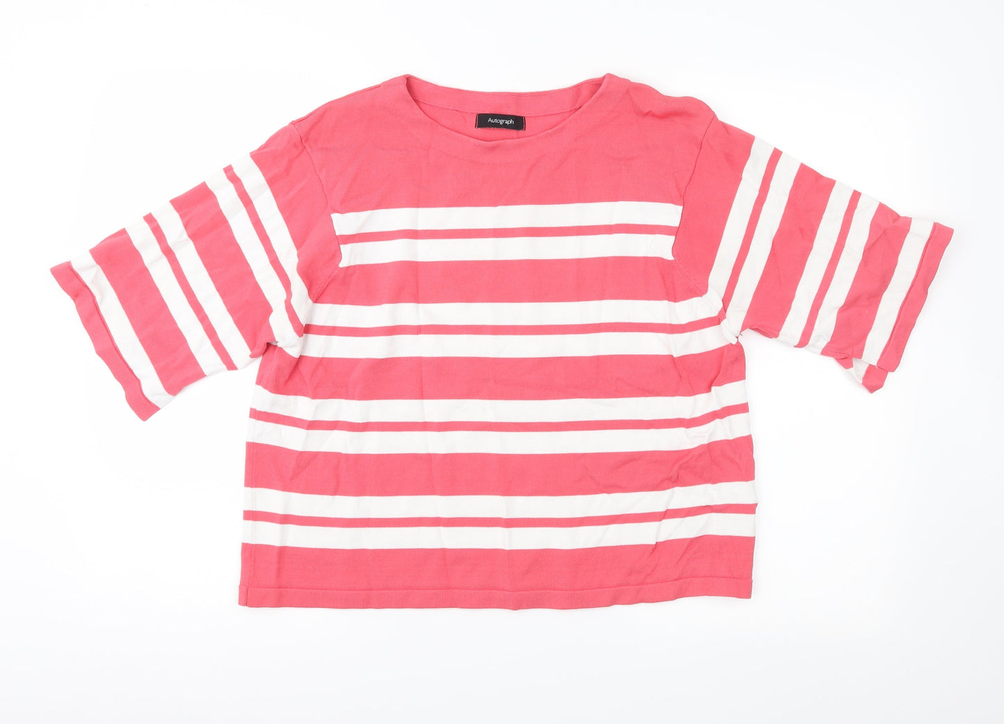 Marks and Spencer Womens Pink Striped Knit Pullover Jumper Size 12