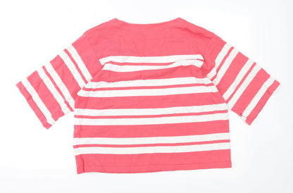 Marks and Spencer Womens Pink Striped Knit Pullover Jumper Size 12