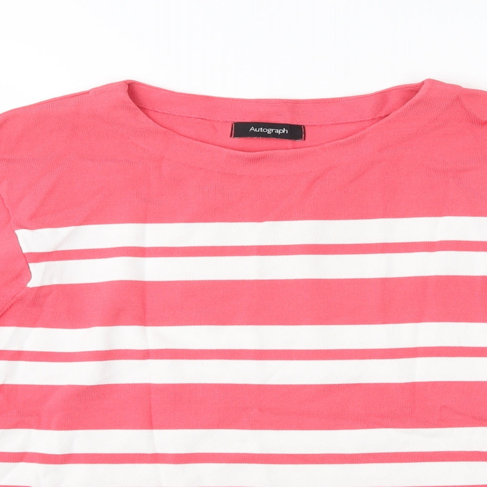 Marks and Spencer Womens Pink Striped Knit Pullover Jumper Size 12