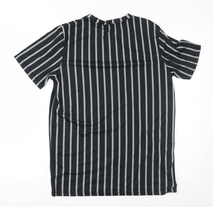Slick Lane Mens Black Striped   T-Shirt Size S
