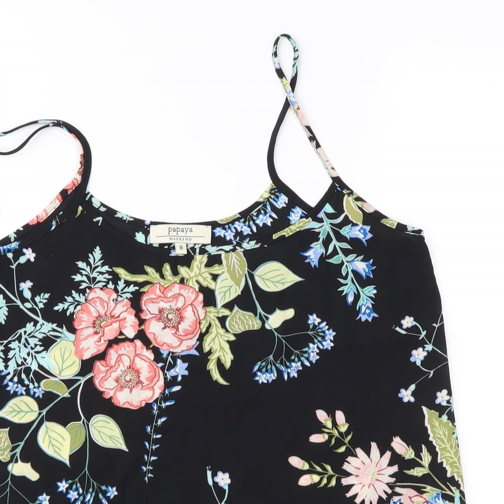 Womens UK Size 8 Papaya Black Camisole Blouse