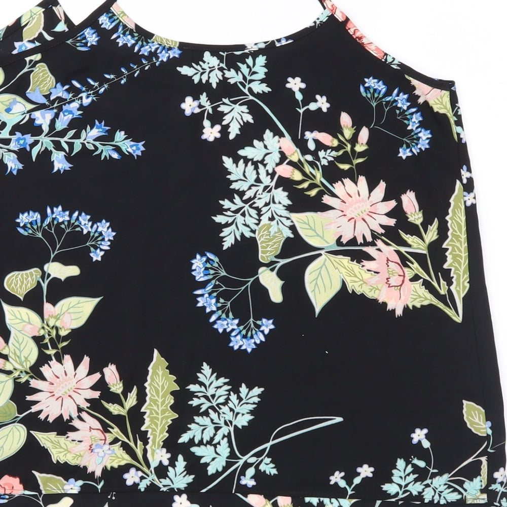 Womens UK Size 8 Papaya Black Camisole Blouse