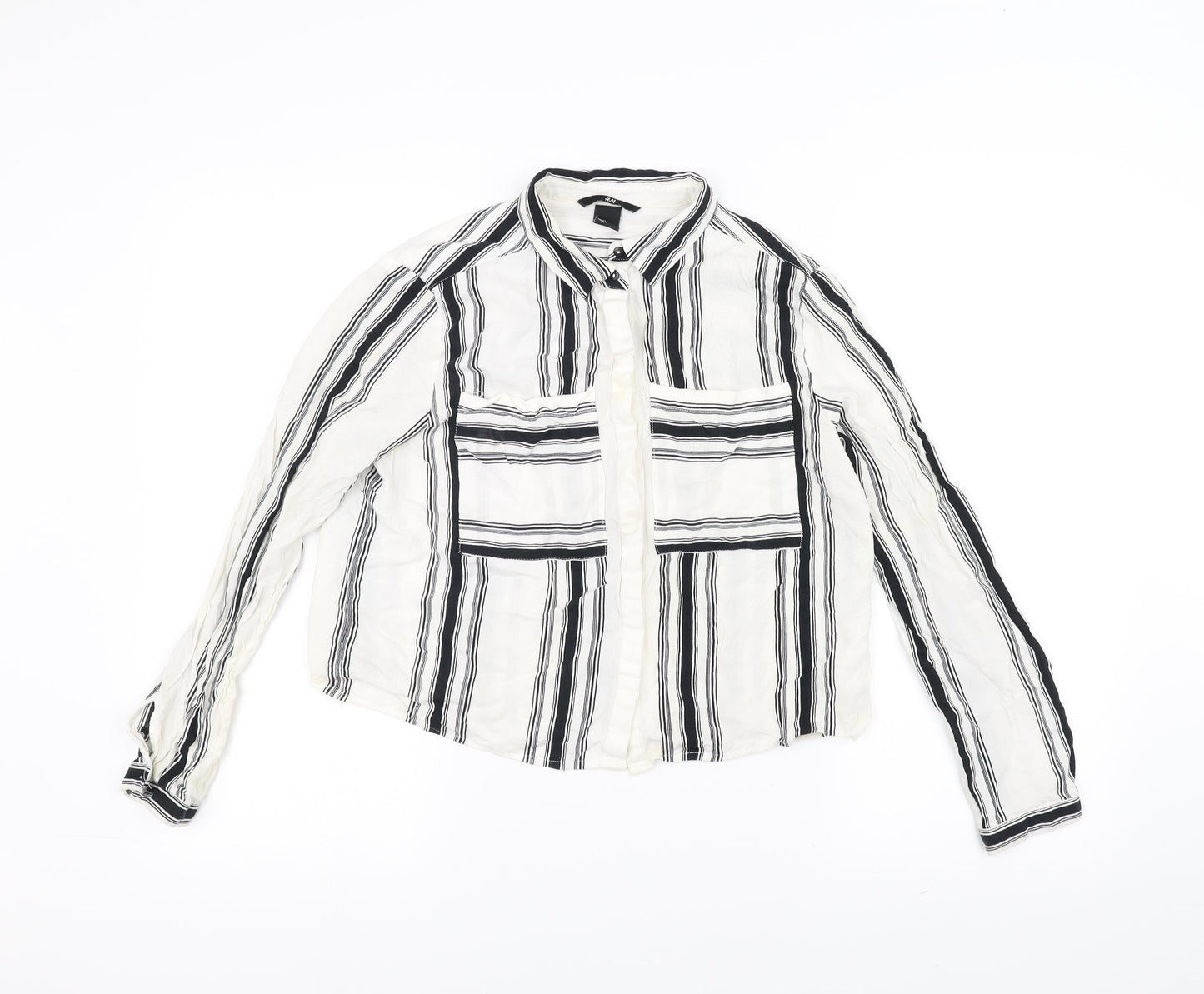Womens UK Size 8 H&M White Basic Button-Up