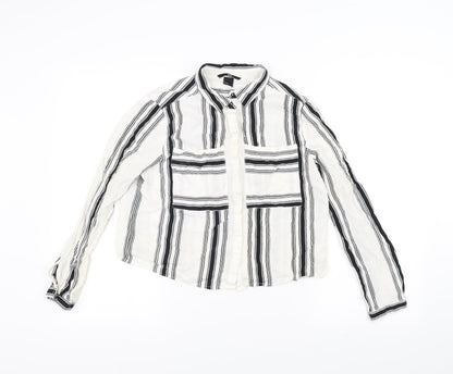 Womens UK Size 8 H&M White Basic Button-Up