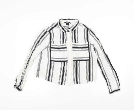 Womens UK Size 8 H&M White Basic Button-Up