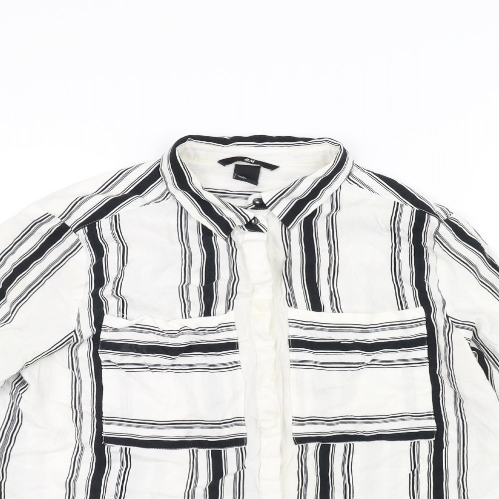 Womens UK Size 8 H&M White Basic Button-Up