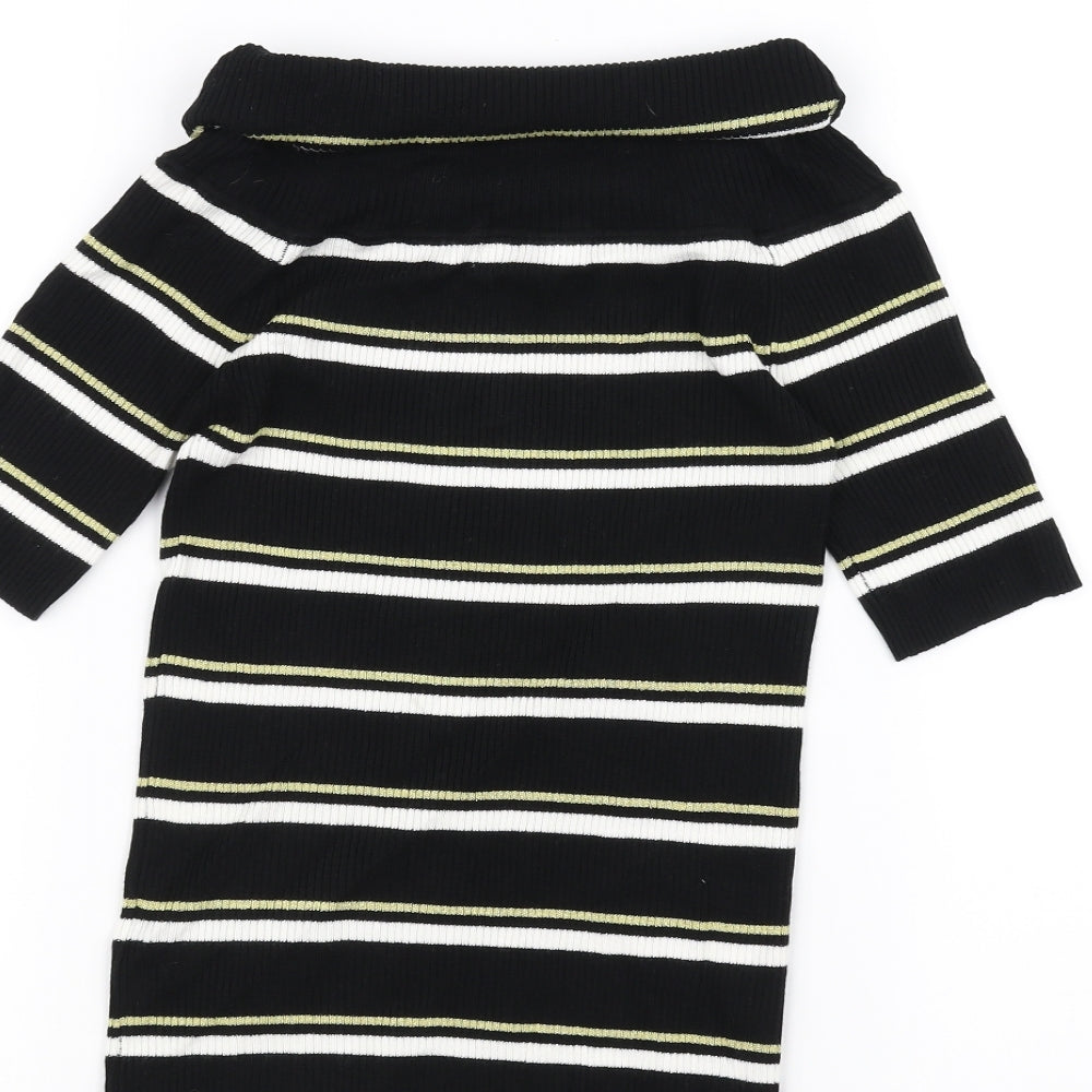 NEXT Womens Black Striped  Pullover Jumper Size 12