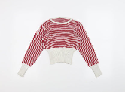 sissymissy Girls Red Striped Knit Pullover Jumper Size 12 Years