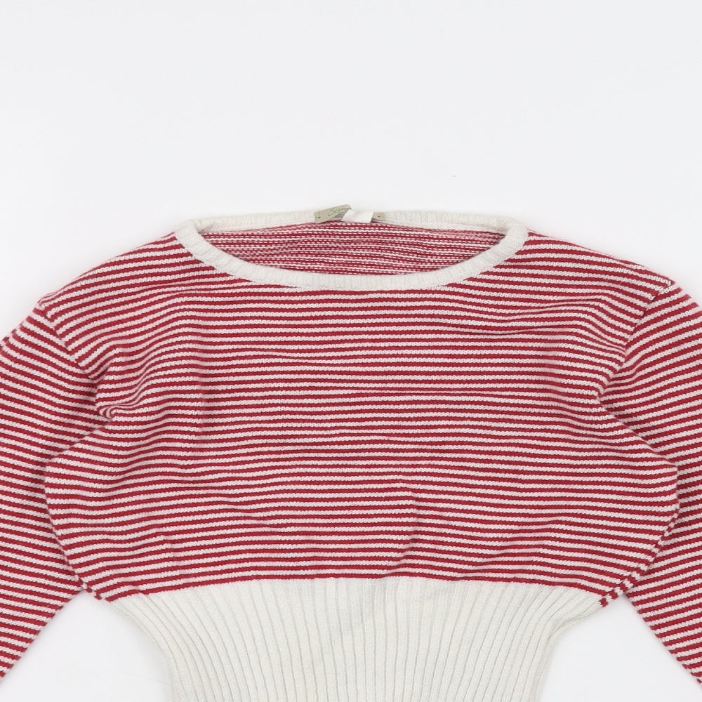 sissymissy Girls Red Striped Knit Pullover Jumper Size 12 Years