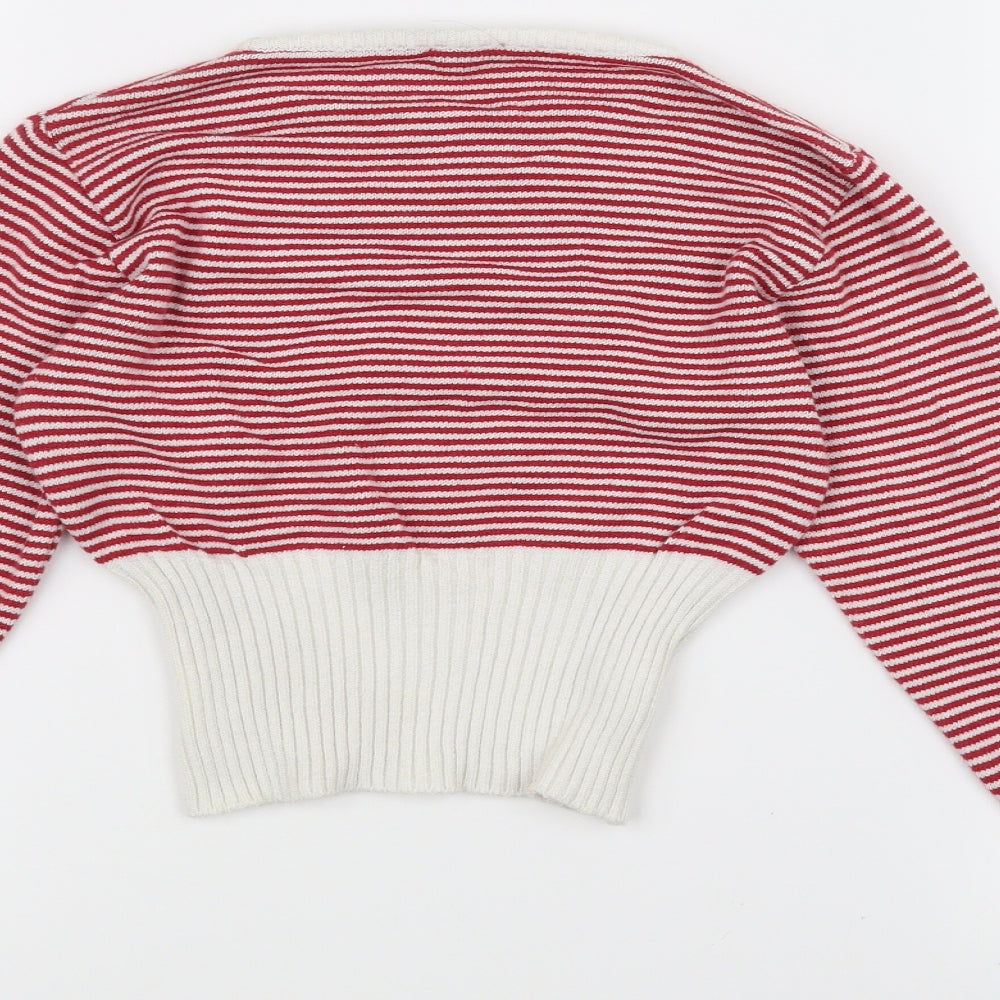 sissymissy Girls Red Striped Knit Pullover Jumper Size 12 Years