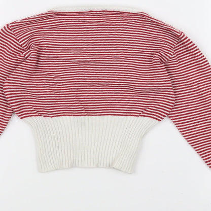 sissymissy Girls Red Striped Knit Pullover Jumper Size 12 Years
