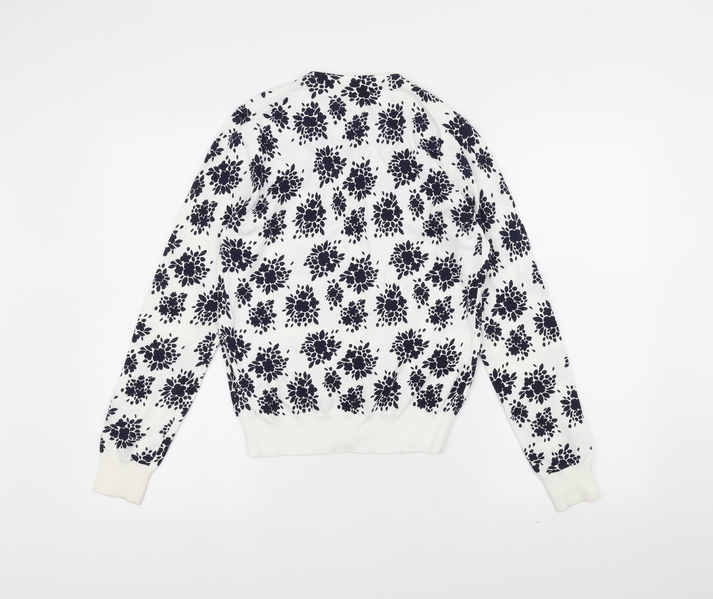 uni Womens White Floral  Cardigan Jumper Size XS