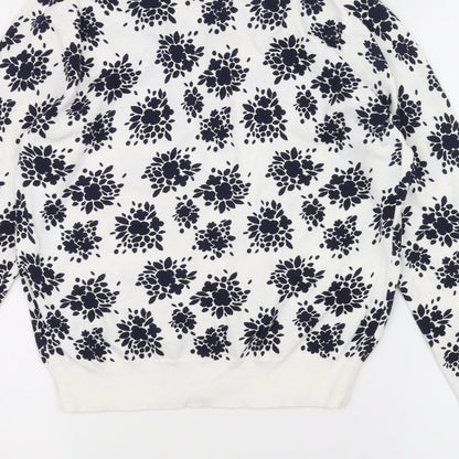 uni Womens White Floral  Cardigan Jumper Size XS