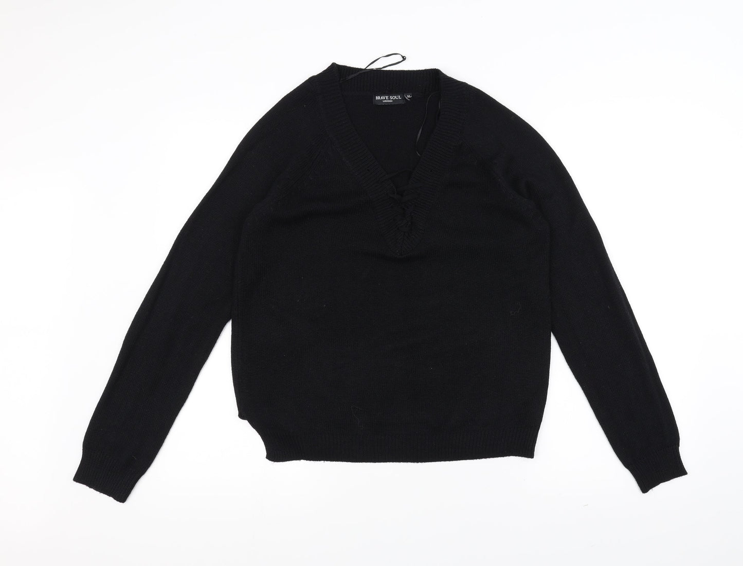 Brave Soul Womens Black   Pullover Jumper Size M