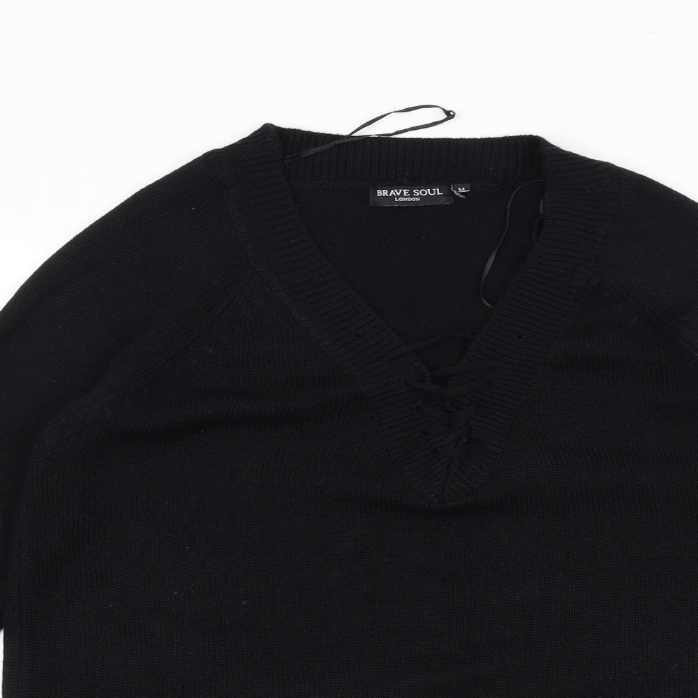 Brave Soul Womens Black   Pullover Jumper Size M