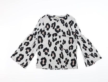 F&F Womens Grey Animal Print  Pullover Jumper Size 6