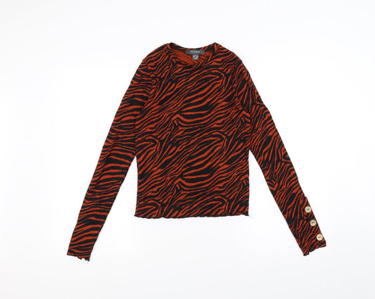 Primark Womens Orange Animal Print  Basic T-Shirt Size 6