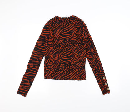 Primark Womens Orange Animal Print  Basic T-Shirt Size 6