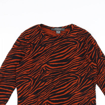 Primark Womens Orange Animal Print  Basic T-Shirt Size 6