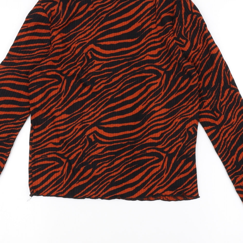 Primark Womens Orange Animal Print  Basic T-Shirt Size 6