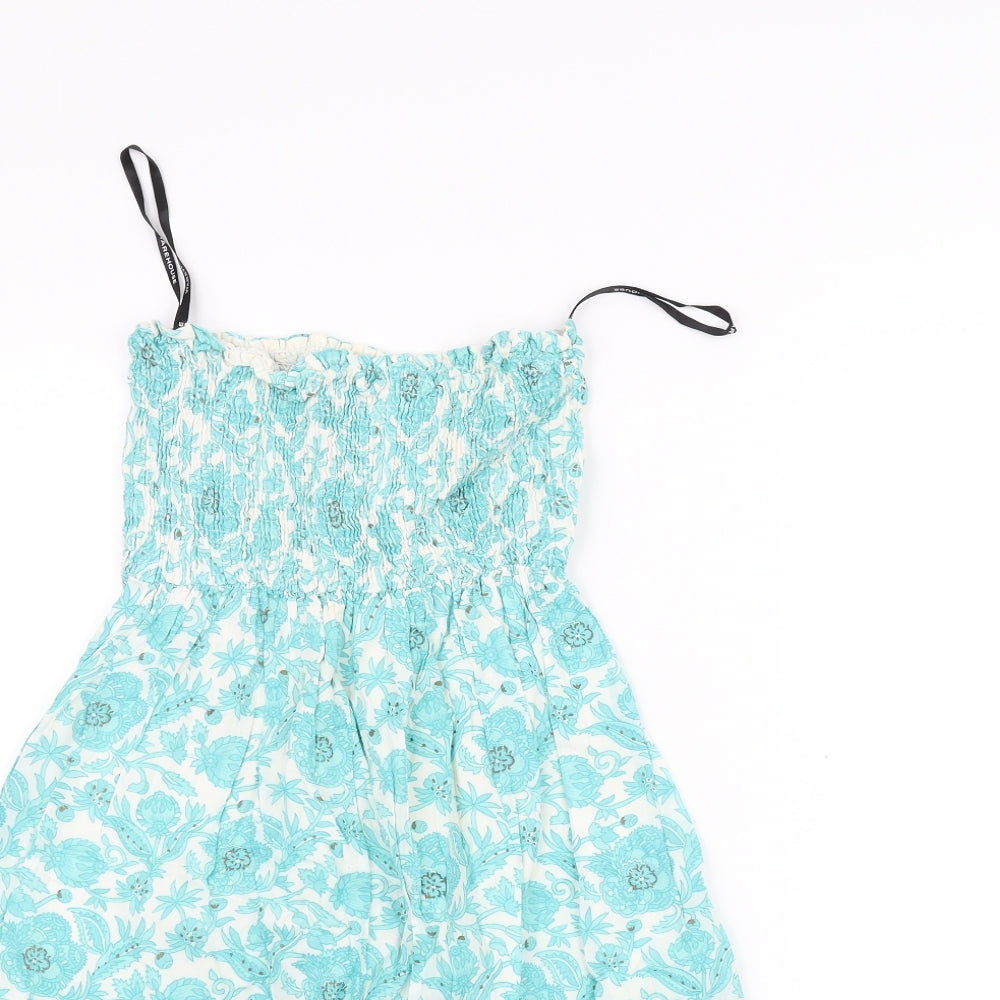 Warehouse Womens Blue Floral  A-Line  Size S