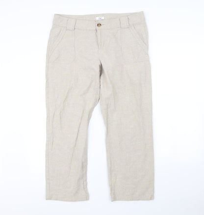 F&F Womens Beige   Dress Pants Trousers Size 14 L30 in